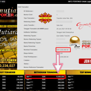 BUKTI TRANSFER 9.5 JUTA MEMBER BANDAR Q