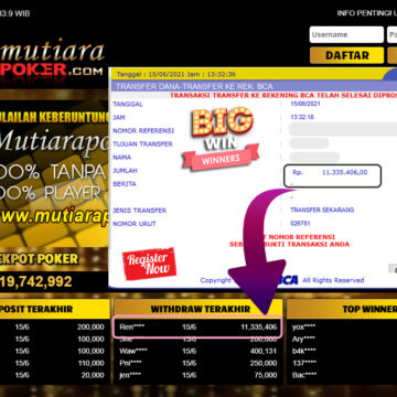 BUKTI TRANSFER 11.3 JUTA MEMBER BANDAR Q