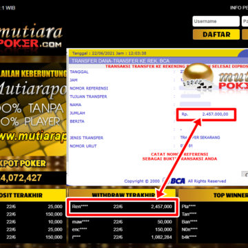 BUKTI TRANSFER 2.4 JUTA MEMBER BANDAR Q