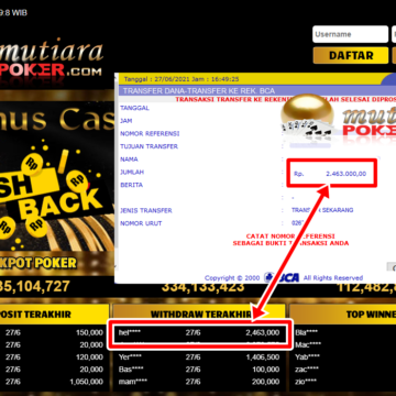 BUKTI TRANSFER 2.4 JUTA MEMBER BANDAR Q