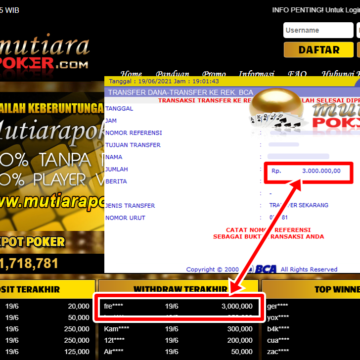 BUKTI TRANSFER 3 JUTA MEMBER BANDAR Q