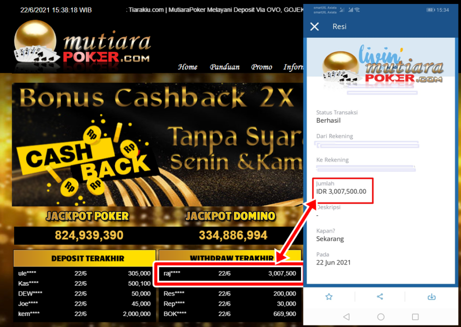 BUKTI TRANSFER 3 JUTA MEMBER BANDAR Q