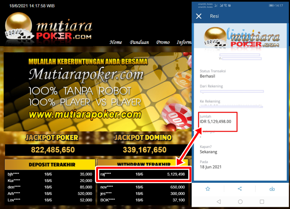 BUKTI TRANSFER 5.1 JUTA MEMBER BANDAR Q