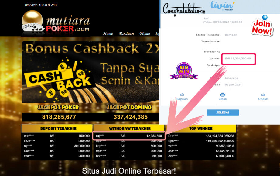 BUKTI TRANSFER 12 JUTA MEMBER BANDAR Q