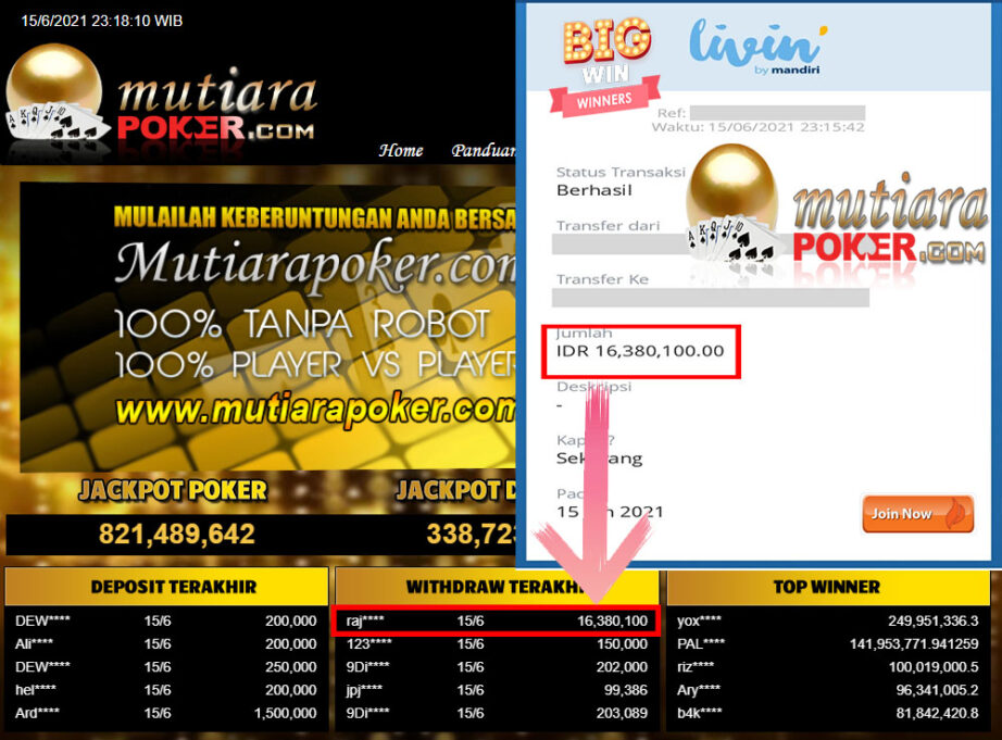 BUKTI TRANSFER 16.3 JUTA MEMBER BANDAR Q