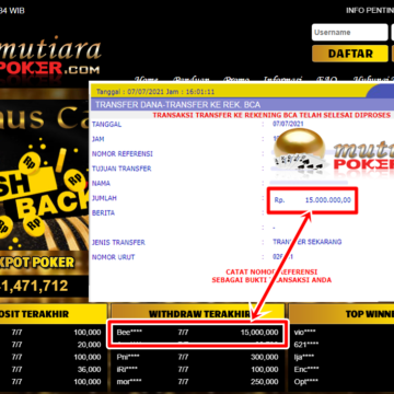 BUKTI TRANSFER 15 JUTA MEMBER BANDAR Q