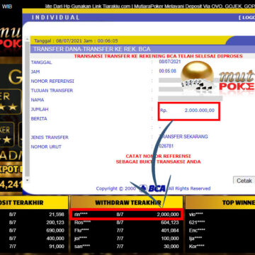 BUKTI TRANSFER 2 JUTA MEMBER BANDAR Q