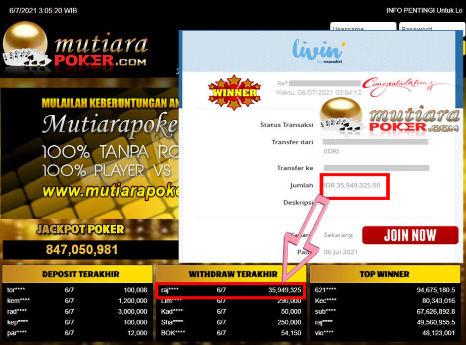 BUKTI TRANSFER 35.9 JUTA MEMBER BANDAR Q