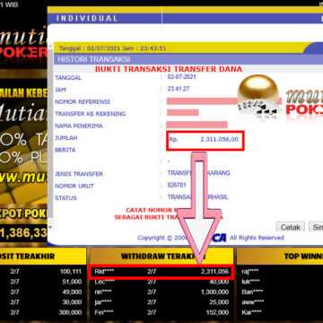 BUKTI TRANSFER 2.3 JUTA MEMBER BANDAR Q