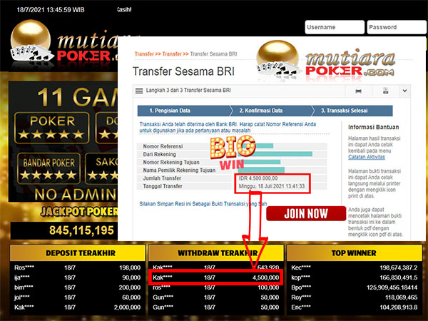 BUKTI TRANSFER 4.5 JUTA MEMBER BANDAR Q