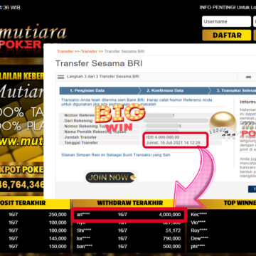 BUKTI TRANSFER 4 JUTA MEMBER BANDAR Q