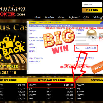 BUKTI TRANSFER 4.6 JUTA MEMBER BANDAR Q