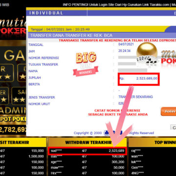 BUKTI TRANSFER 2.5 JUTA MEMBER BANDAR Q