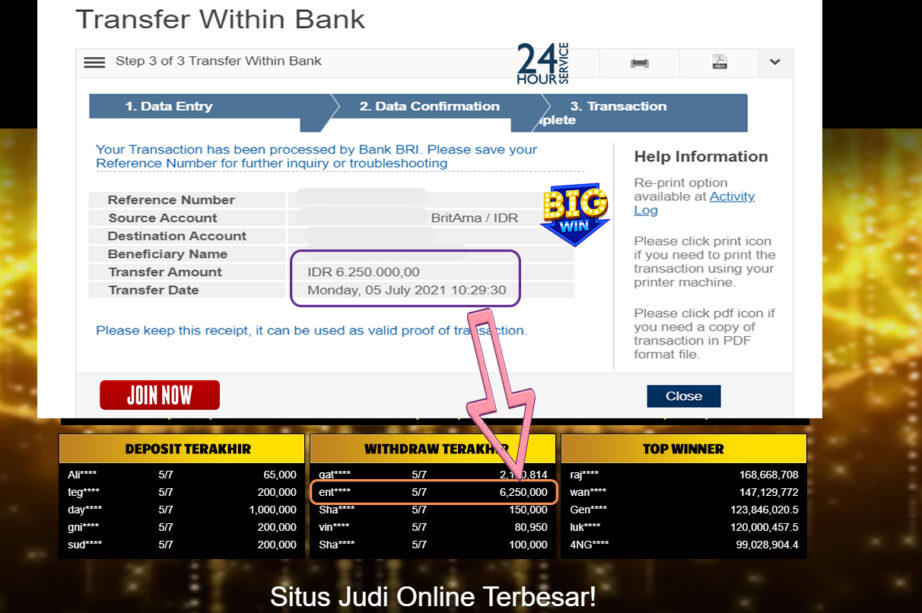 BUKTI TRANSFER 6.2 JUTA MEMBER BANDAR Q