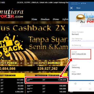 BUKTI TRANSFER 7.5 JUTA MEMBER BANDAR Q