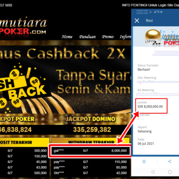 BUKTI TRANSFER 8 JUTA MEMBER BANDAR Q