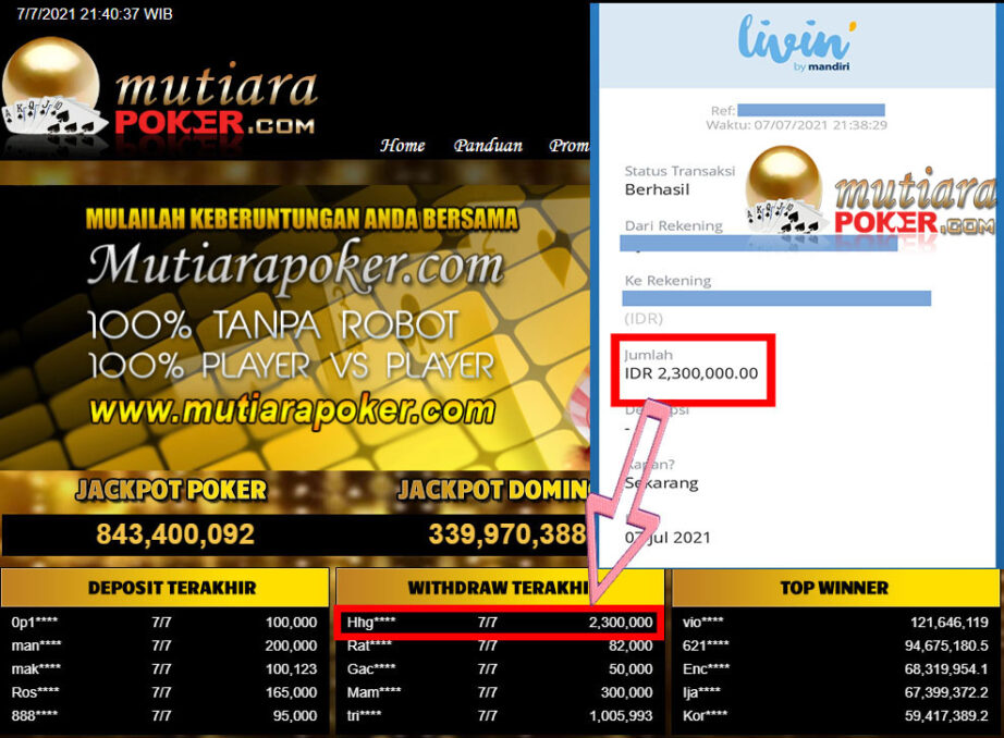 BUKTI TRANSFER 2.3 JUTA MEMBER BANDAR Q