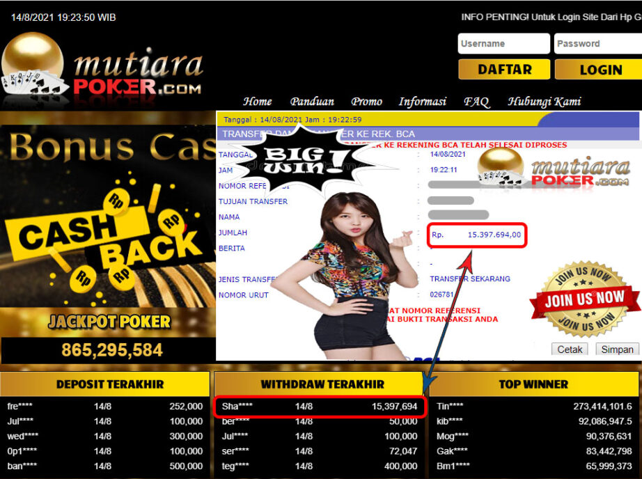 BUKTI TRANSFER 15.3 JUTA MEMBER BANDAR Q