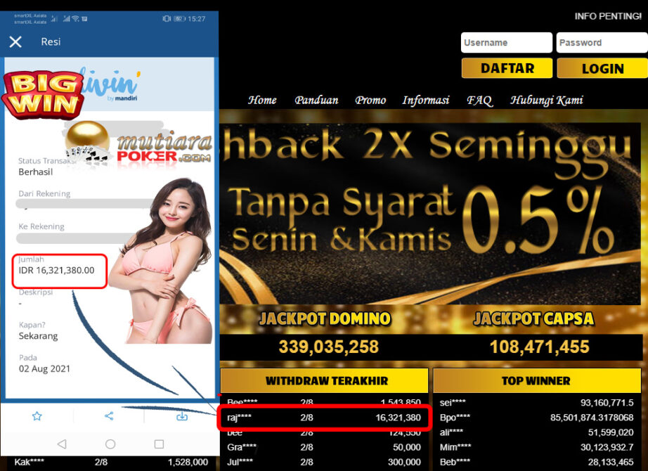 BUKTI TRANSFER 16.3 JUTA MEMBER BANDAR Q