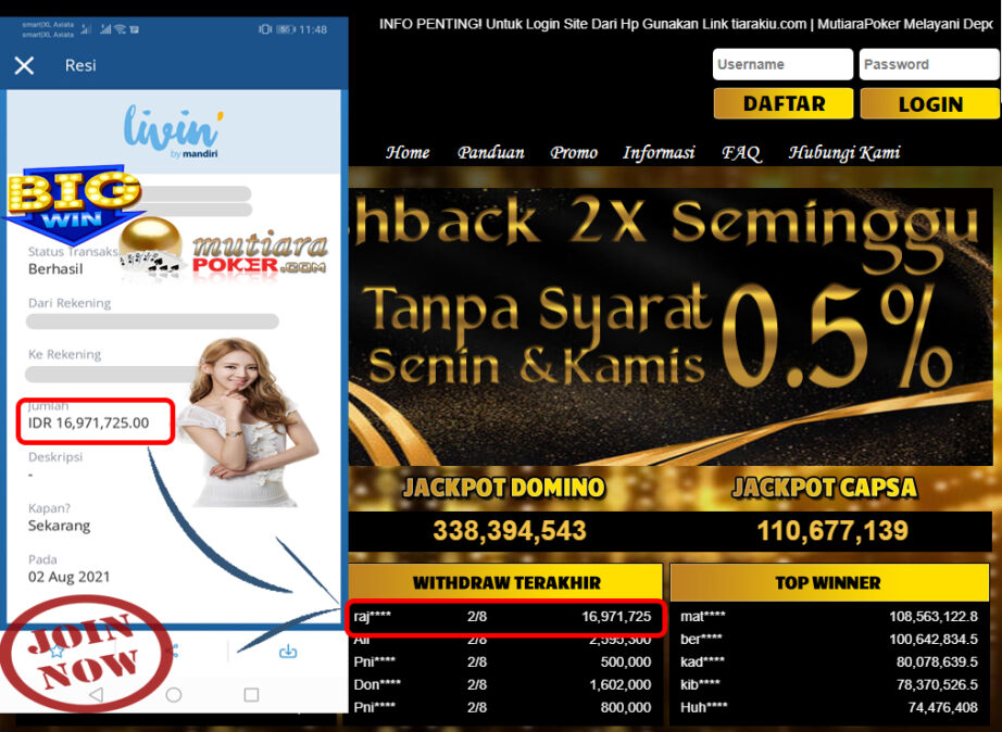 BUKTI TRANSFER 16.9 JUTA MEMBER BANDAR Q