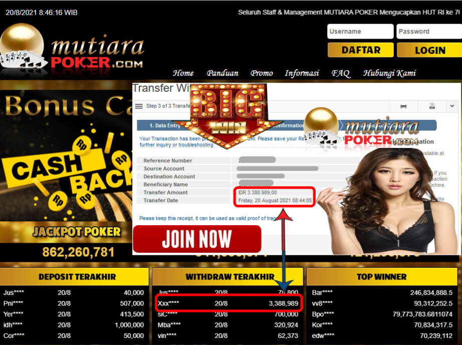 BUKTI TRANSFER 3.3 JUTA MEMBER BANDAR Q