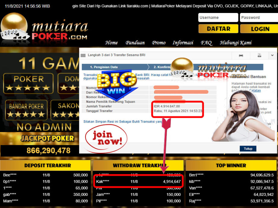 BUKTI TRANSFER 4.9 JUTA MEMBER BANDAR Q