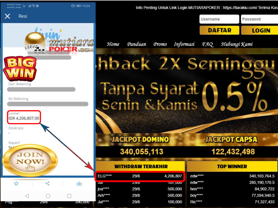 BUKTI TRANSFER 4.2 JUTA MEMBER BANDAR Q