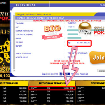 BUKTI TRANSFER 10.5 JUTA MEMBER BANDAR Q