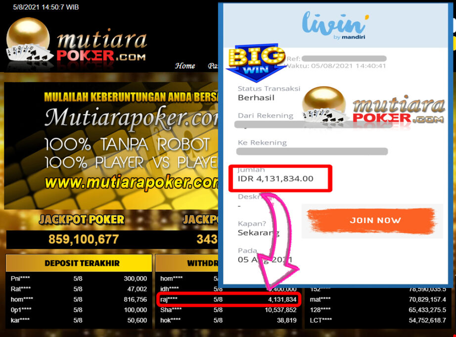 BUKTI TRANSFER 4.1 JUTA MEMBER BANDAR Q