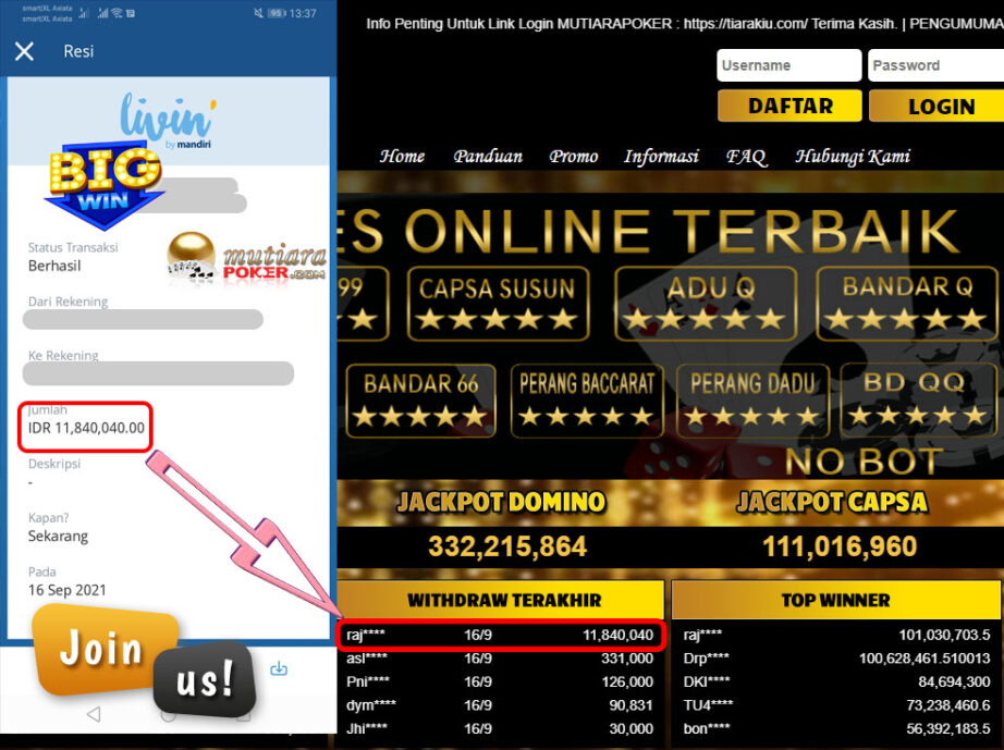 BUKTI TRANSFER 11.8 JUTA MEMBER BANDAR Q