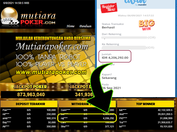 BUKTI TRANSFER 4 JUTA MEMBER BANDAR Q