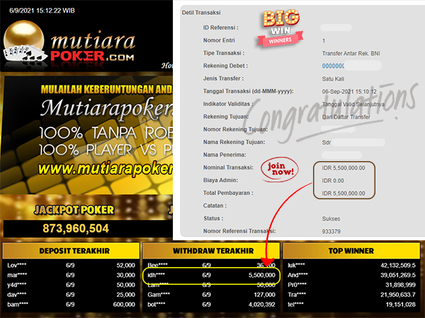 BUKTI TRANSFER 5 JUTA MEMBER BANDAR Q