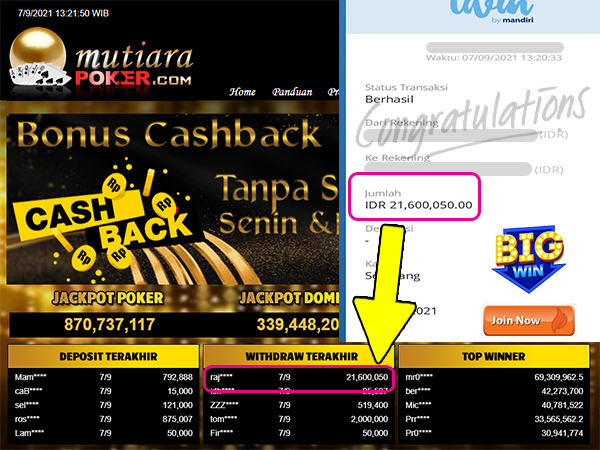 BUKTI TRANSFER 21 JUTA MEMBER BANDAR Q