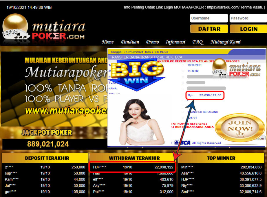 BUKTI TRANSFER 22 JUTA MEMBER BANDAR Q