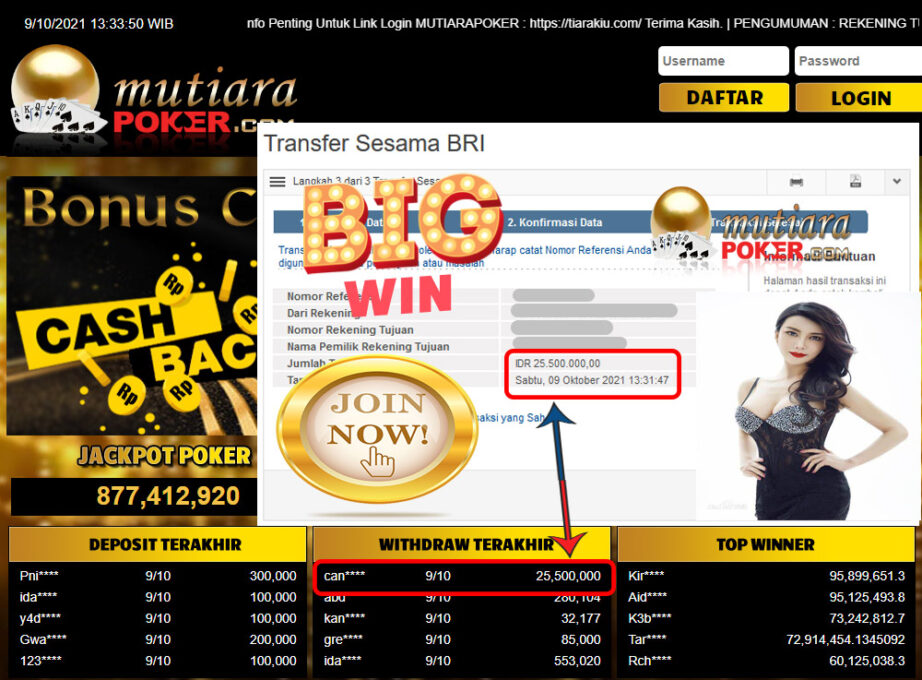 BUKTI TRANSFER 25.5 JUTA MEMBER BANDAR Q