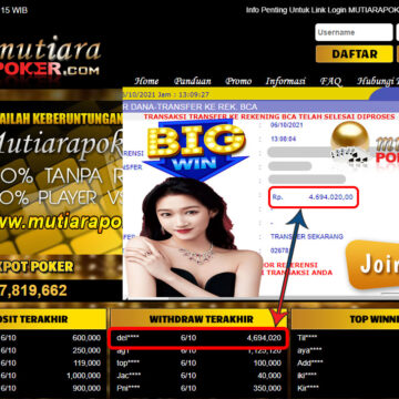 BUKTI TRANSFER 4.6 JUTA MEMBER BANDAR Q