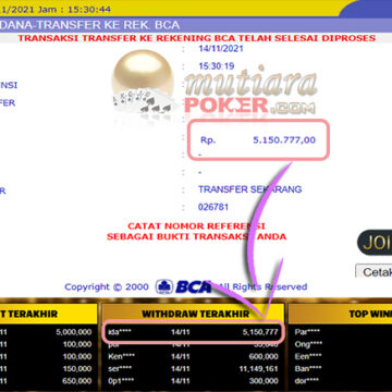 BUKTI TRANSFER 5 JUTA MEMBER BANDAR Q