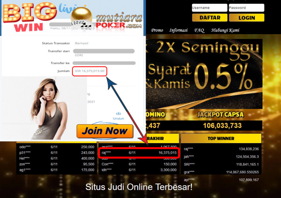 BUKTI TRANSFER 16.3 JUTA MEMBER BANDAR Q