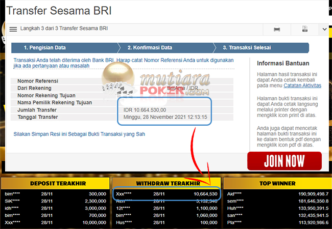 BUKTI TRANSFER 10 JUTA MEMBER BANDAR Q