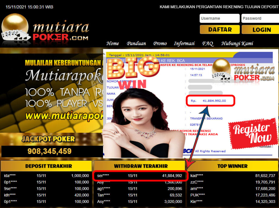 BUKTI TRANSFER 41.8 JUTA MEMBER BANDAR Q