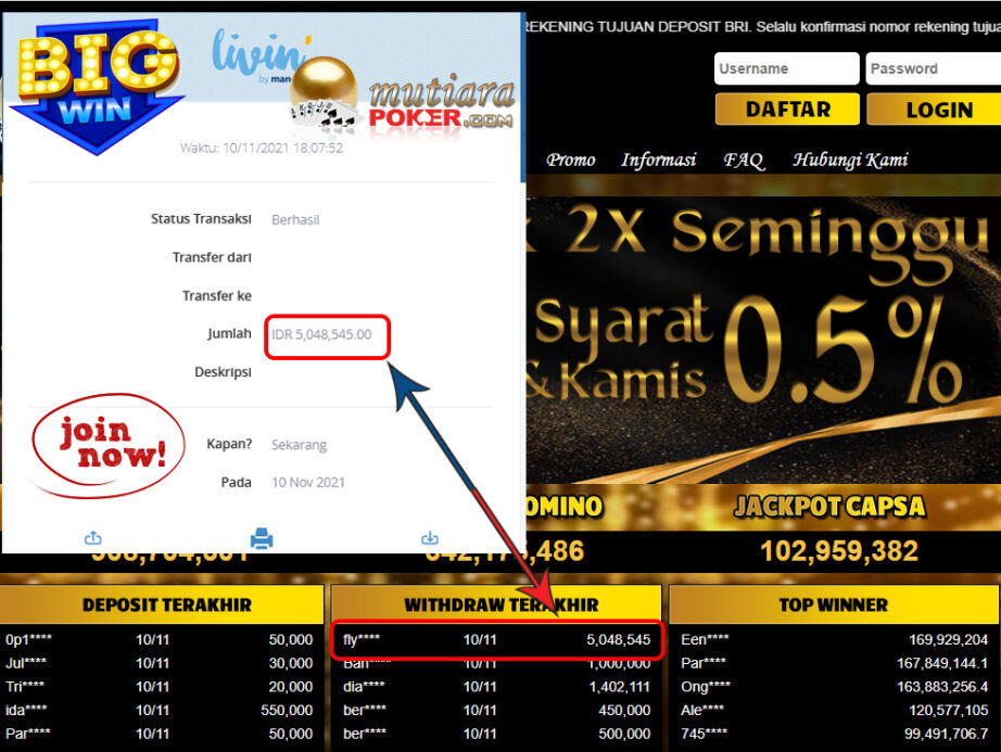 BUKTI TRANSFER 5 JUTA MEMBER BANDAR Q