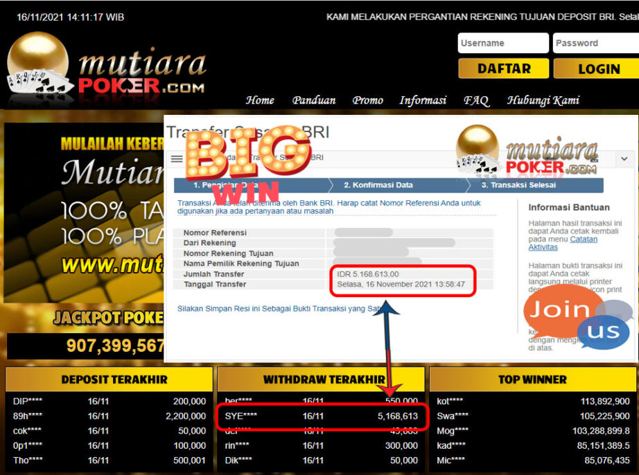 BUKTI TRANSFER 5.1 JUTA MEMBER BANDAR Q