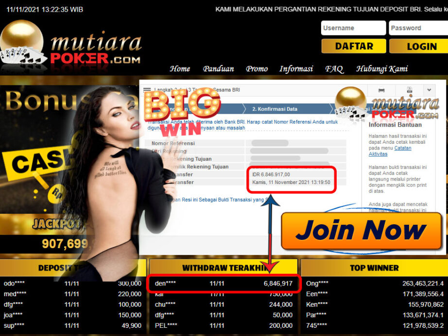 BUKTI TRANSFER 6.8 JUTA MEMBER BANDAR Q