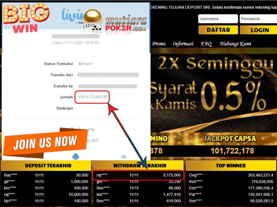 BUKTI TRANSFER 9.1 JUTA MEMBER BANDAR Q