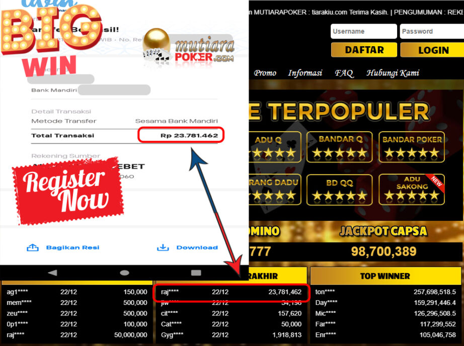 Bukti Withdraw ( 23.781.462 ) Member Setia Mutiarapoker