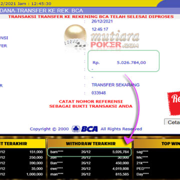 Bukti Withdraw ( 5.026.784 ) Member Setia Mutiarapoker