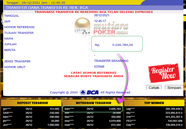 Bukti Withdraw ( 5.026.784 ) Member Setia Mutiarapoker