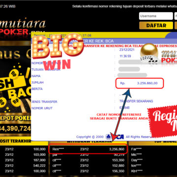 Bukti Withdraw ( 3.256.860 ) Member Setia Mutiarapoker