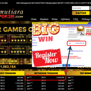 Bukti Withdraw ( 3.500.000 ) Member Setia Mutiarapoker