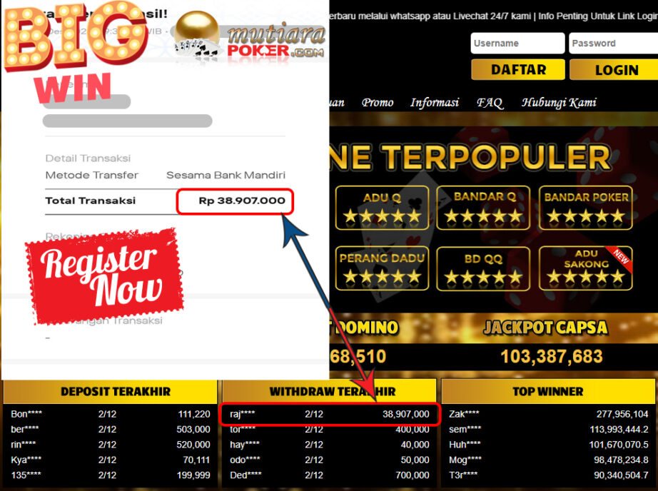 Bukti Withdraw (38.907.000) Member Setia Mutiarapoker